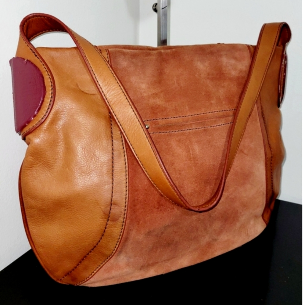 B.Makowsky Giamma Coral Leather & Suede Lrg Hobo